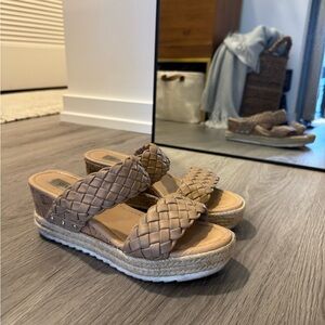 Steve Madden Braided Beige Wedge Sandals